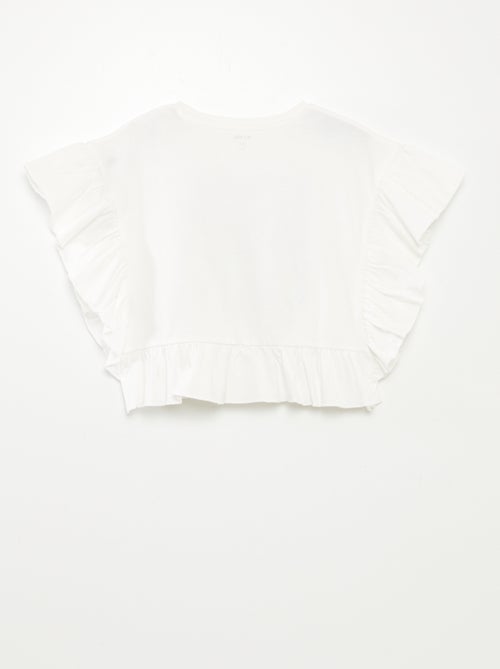 T-shirt com folhos com impressão - Kiabi