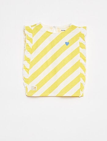 T-shirt com folhos e motivo