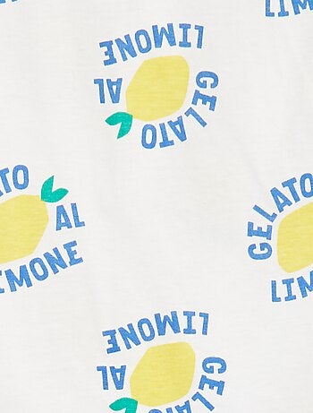 T-shirt com folhos e motivo