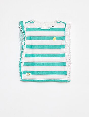 T-shirt com folhos e motivo