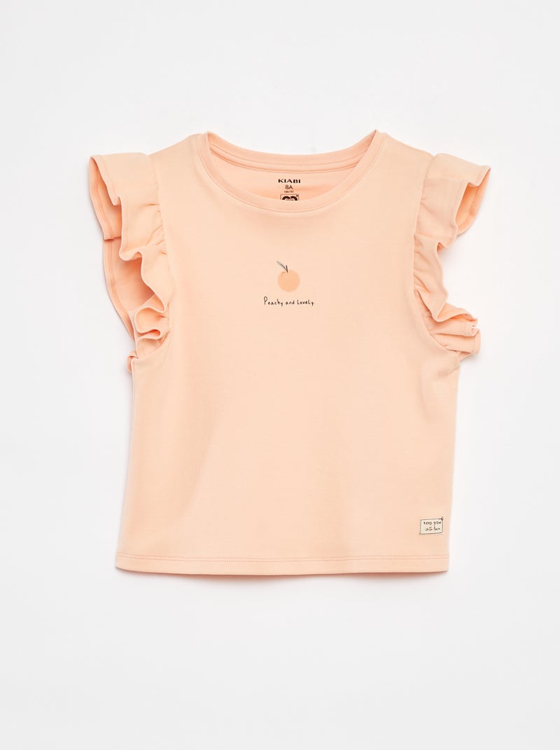 T-shirt com folhos LARANJA - Kiabi