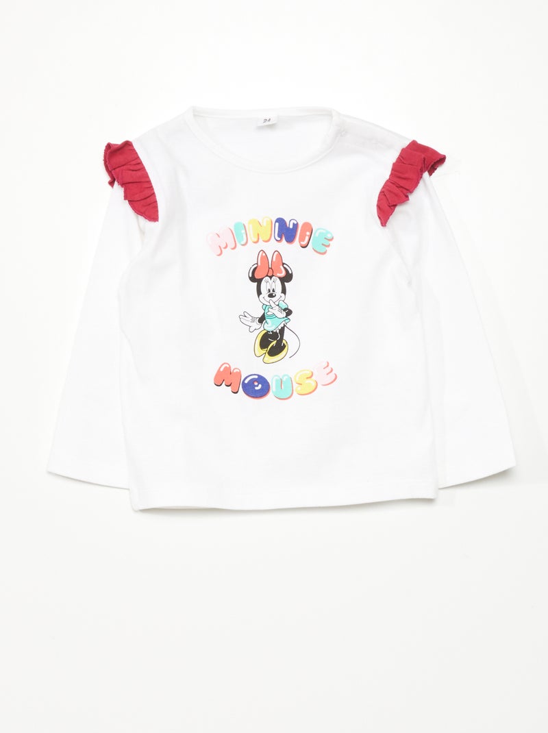 T-shirt com folhos 'Minnie Mouse' BEGE - Kiabi