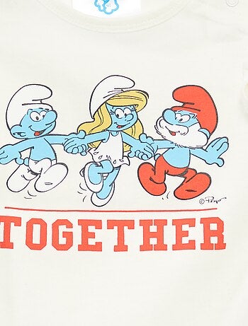 T-shirt com folhos 'Os Smurfs'