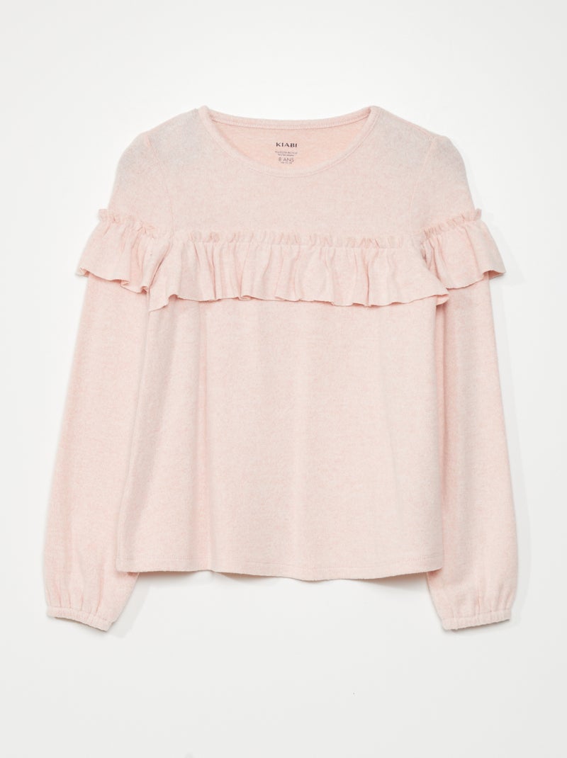 T-shirt com folhos ROSA - Kiabi