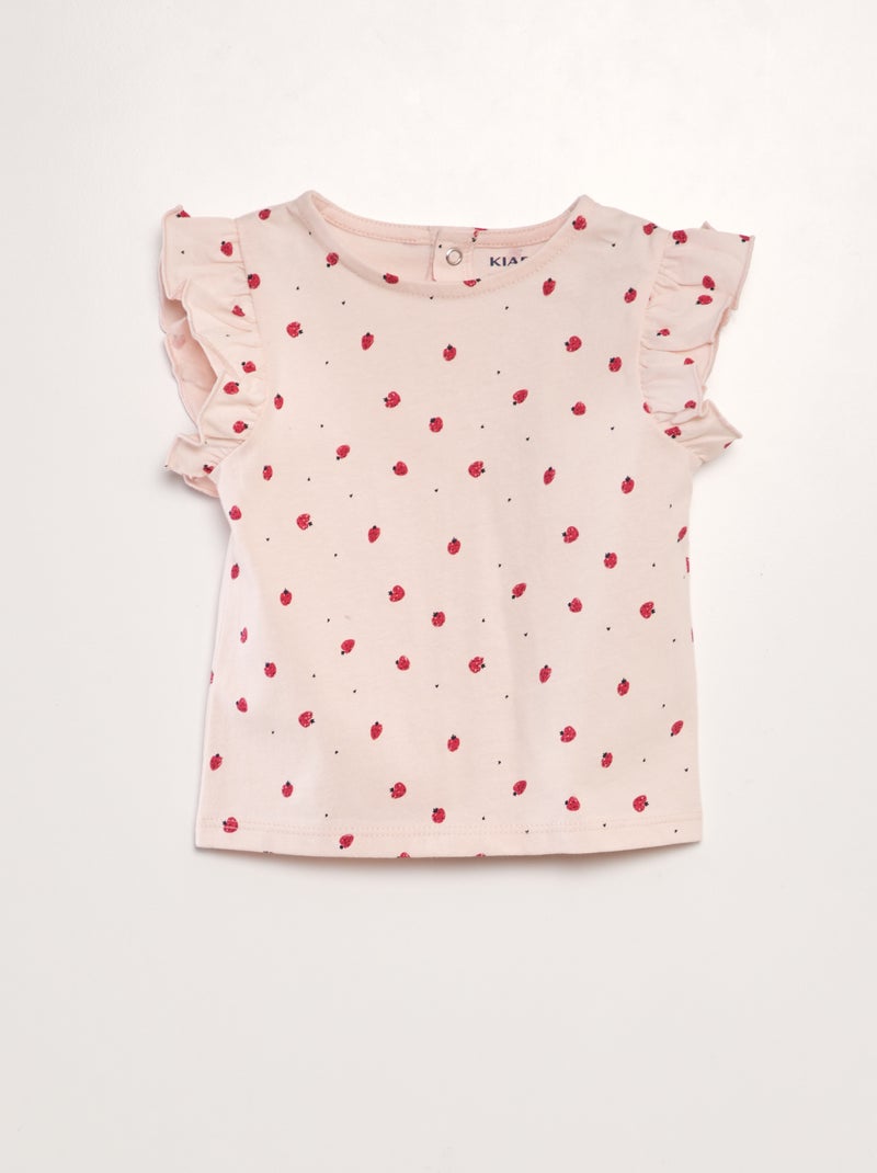 T-shirt com folhos ROSA - Kiabi