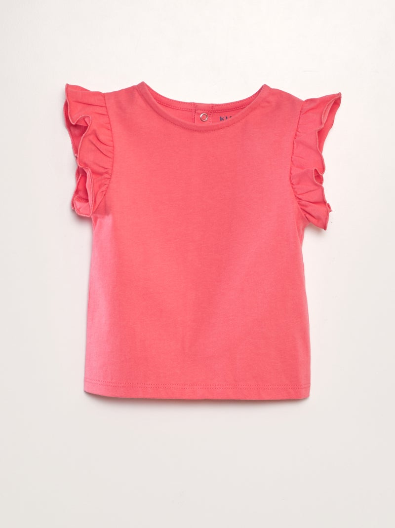 T-shirt com folhos ROSA - Kiabi