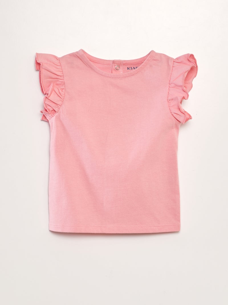 T-shirt com folhos ROSA - Kiabi