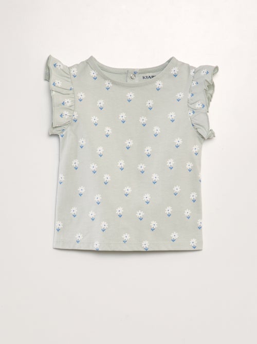 T-shirt com folhos - Kiabi