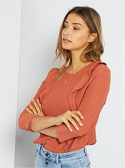 T-shirt com folhos - Kiabi