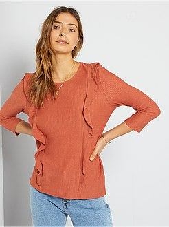 T-shirt com folhos - Kiabi