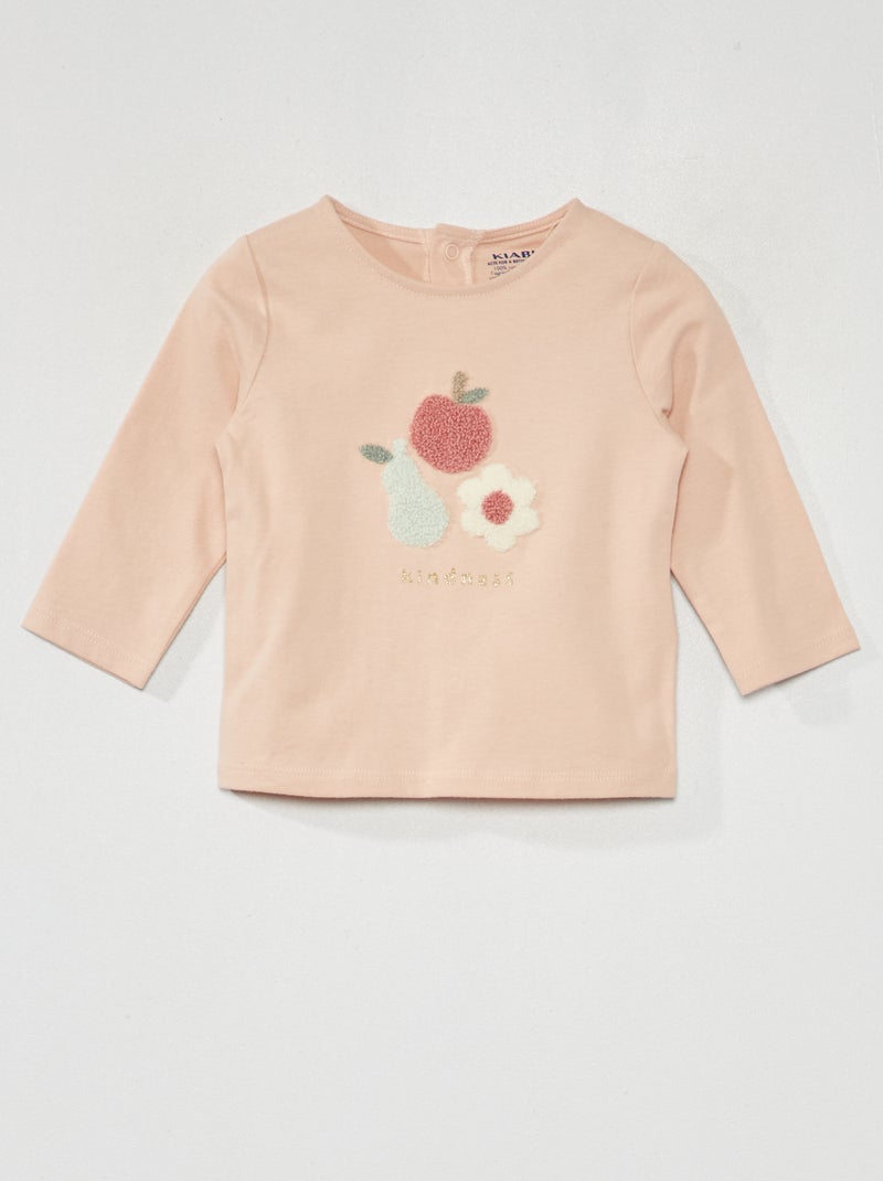 T-shirt com 'frutos' em malha borboto ROSA - Kiabi