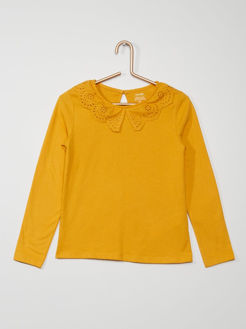 T-shirt com gargantilha AMARELO - Kiabi