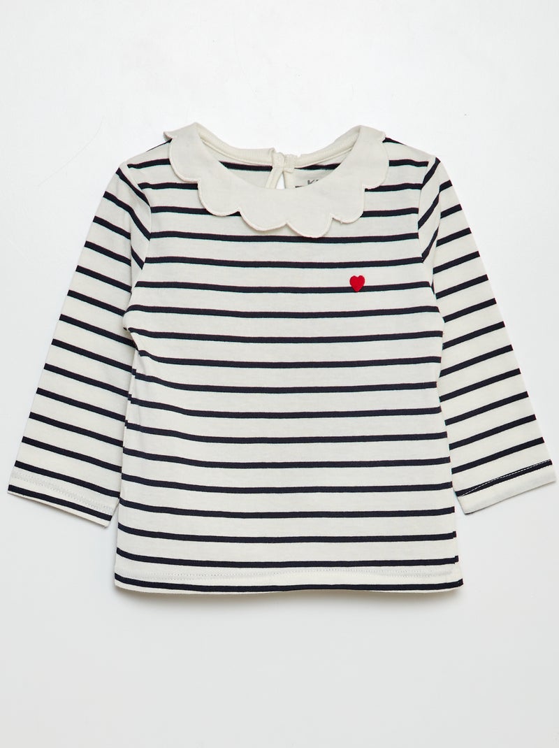 T-shirt com gargantilha BRANCO - Kiabi
