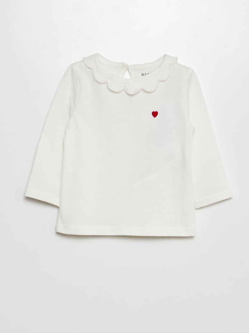 T-shirt com gargantilha BRANCO - Kiabi