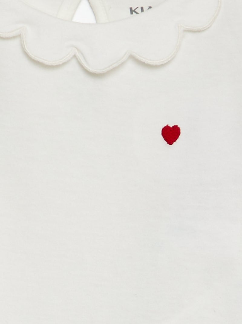 T-shirt com gargantilha BRANCO - Kiabi