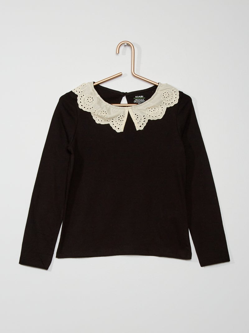 T-shirt com gargantilha Preto - Kiabi