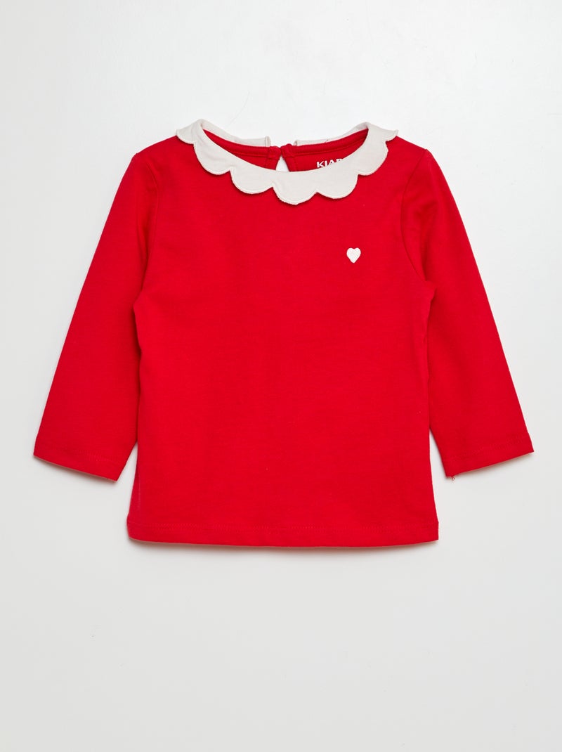 T-shirt com gargantilha VERMELHO - Kiabi