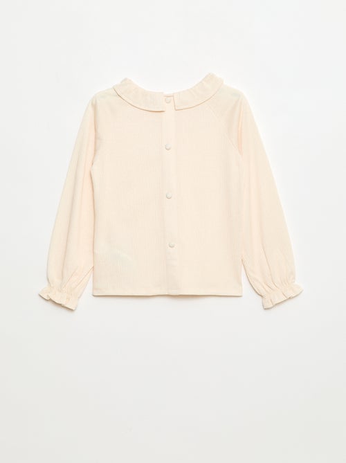 T-shirt com gola babete em malha waffle com lantejoulas - Kiabi