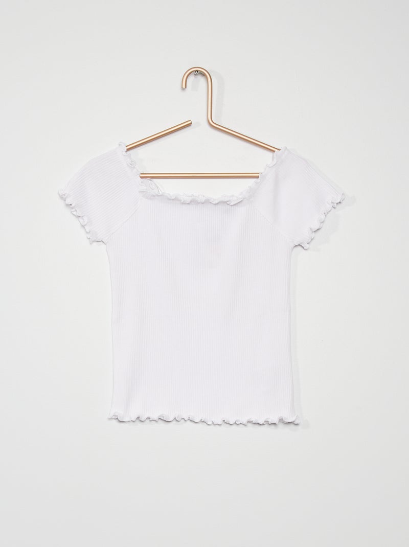 T-shirt com gola bardot Branco - Kiabi