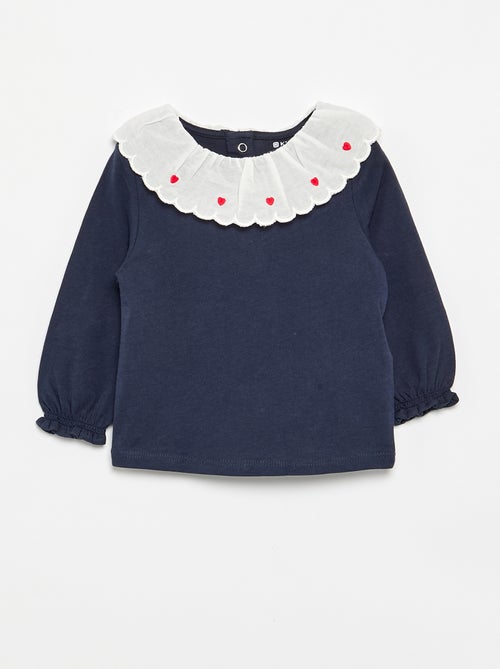 T-shirt com gola Claudine - Kiabi