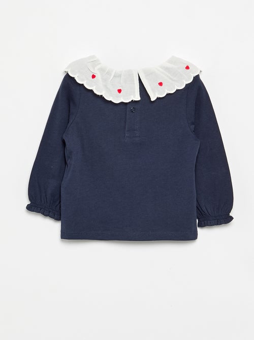 T-shirt com gola Claudine - Kiabi