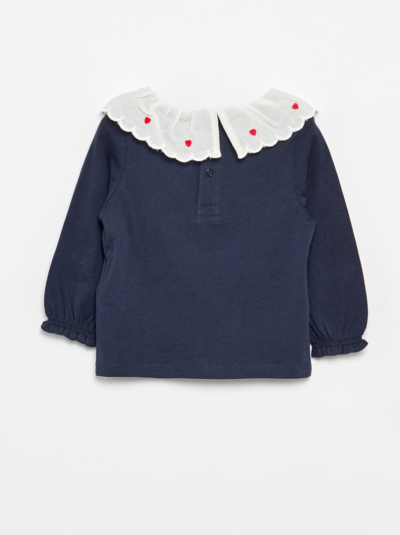 T-shirt com gola Claudine Azul - Kiabi