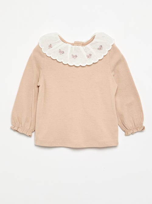 T-shirt com gola Claudine - Kiabi