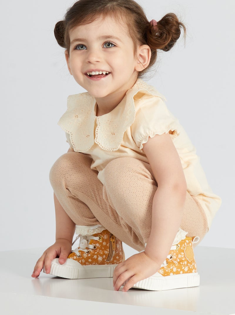 T-shirt com gola claudine BRANCO - Kiabi