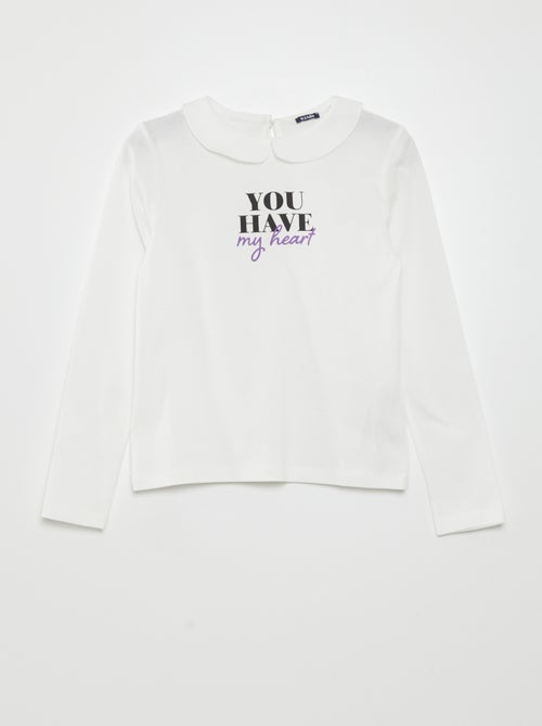 T-shirt com gola Claudine - Kiabi