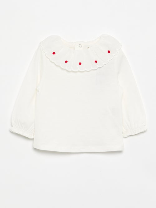 T-shirt com gola Claudine - Kiabi
