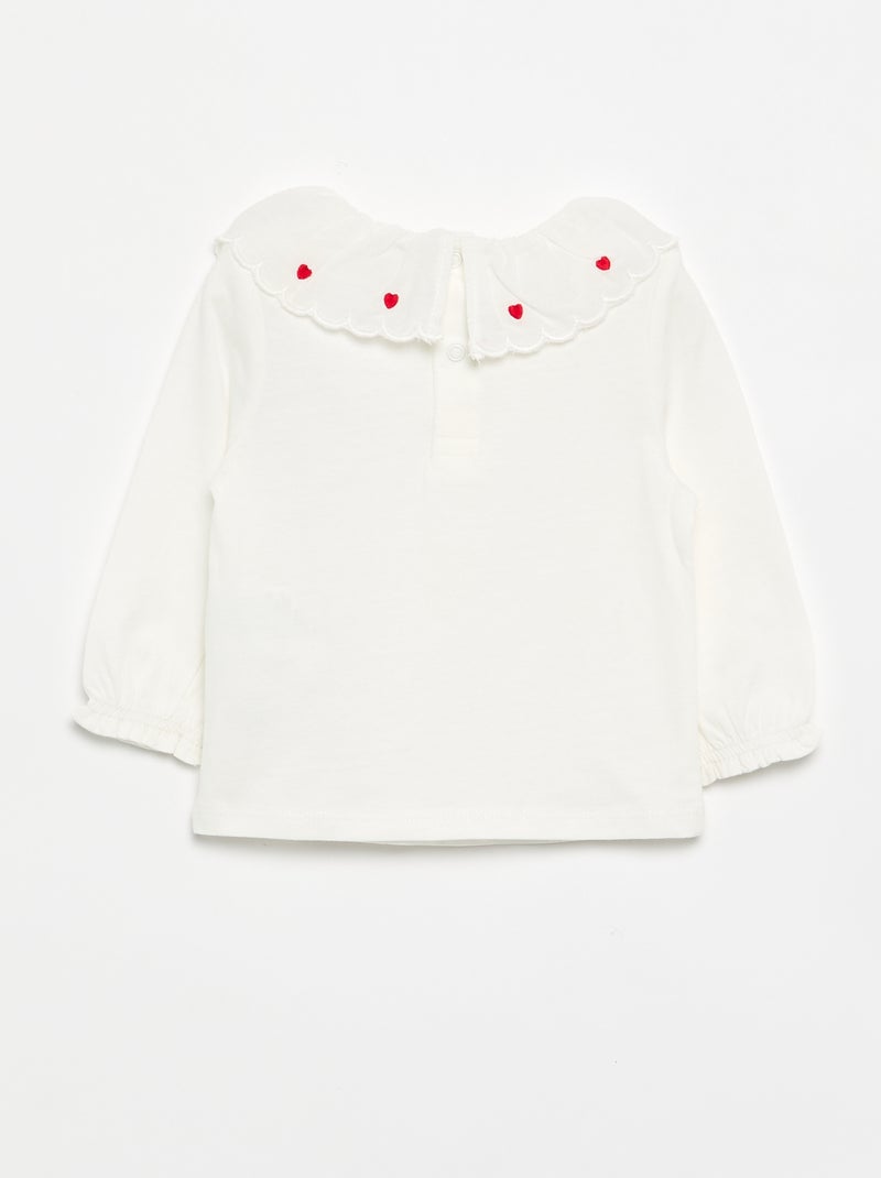 T-shirt com gola Claudine Branco - Kiabi