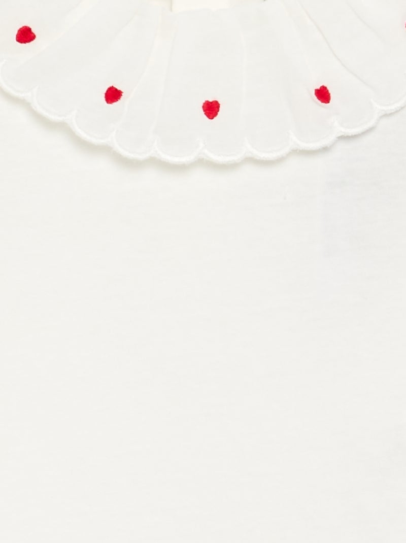 T-shirt com gola Claudine Branco - Kiabi