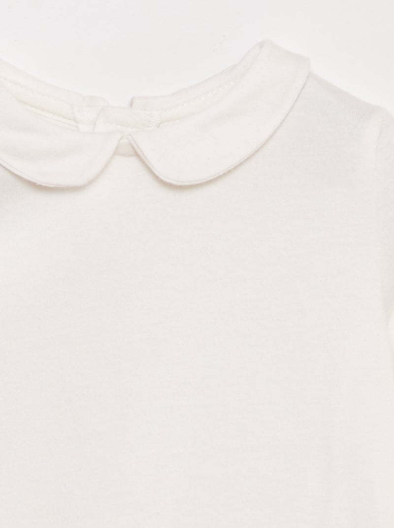 T-shirt com gola Claudine Branco - Kiabi