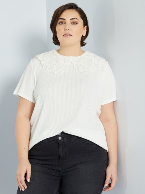T-shirt com gola Claudine - Kiabi