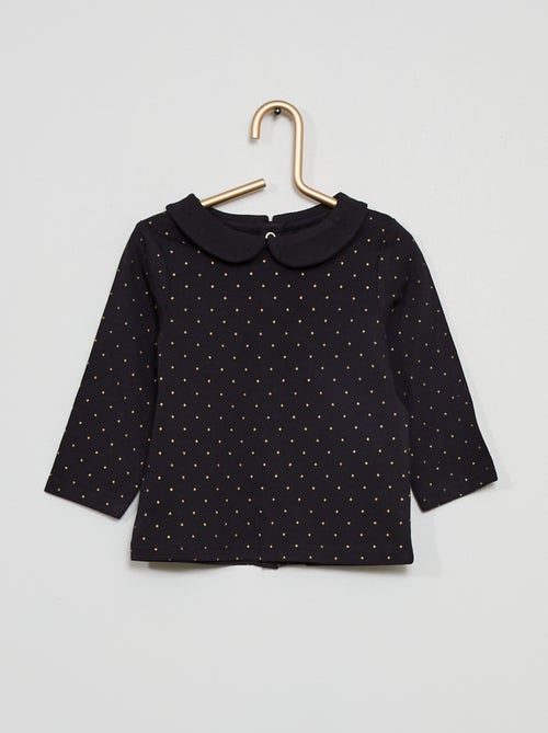 T-shirt com gola Claudine estampada às riscas - Kiabi