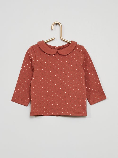T-shirt com gola Claudine estampada às riscas - Kiabi