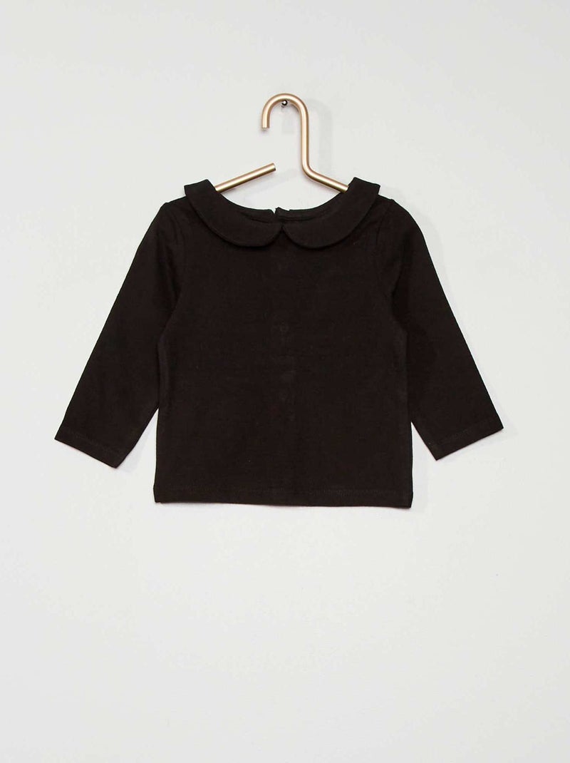 T-shirt com gola Claudine Preto - Kiabi