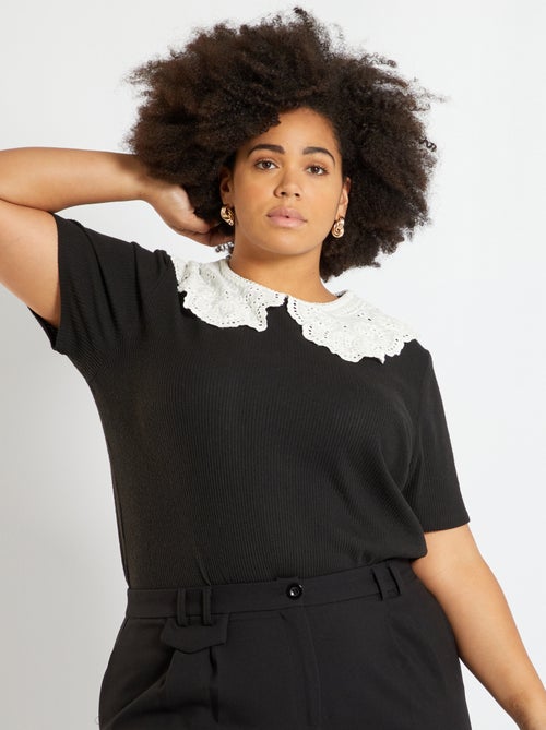 T-shirt com gola Claudine - Kiabi