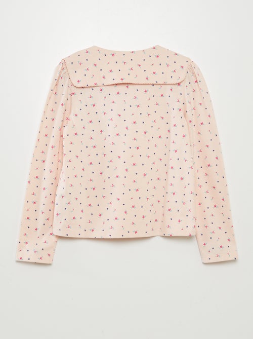 T-shirt com gola claudine quadrada - Kiabi