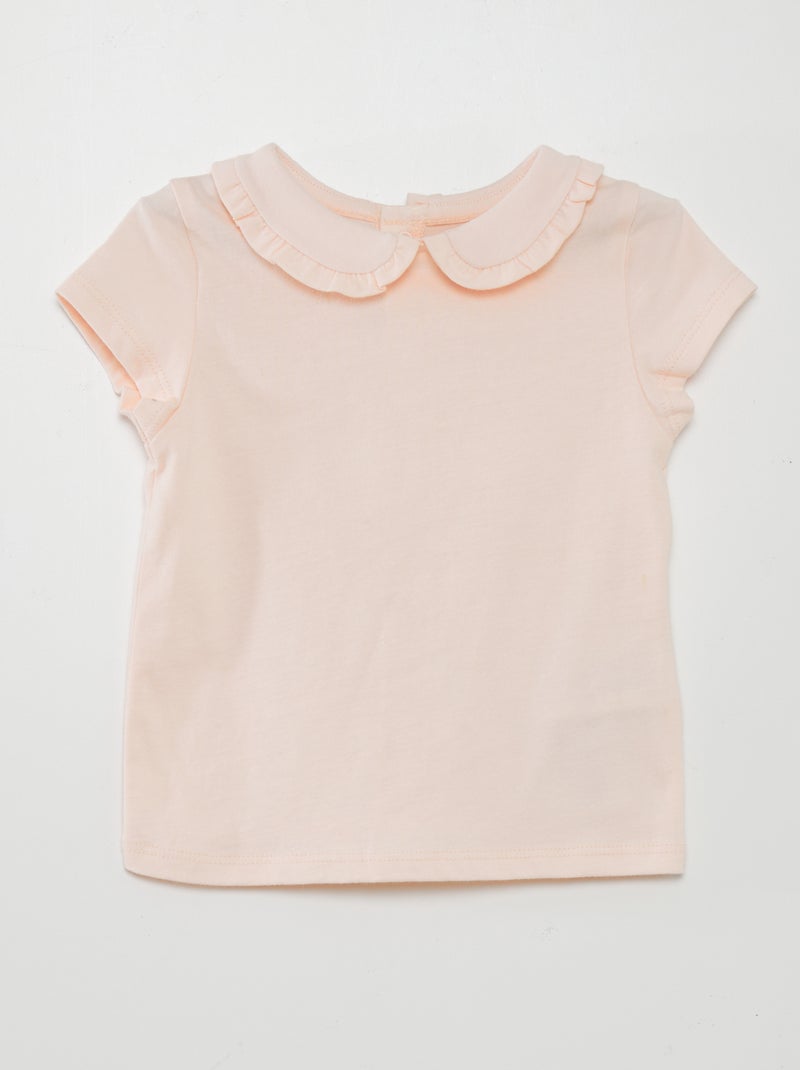 T-shirt com gola claudine ROSA - Kiabi