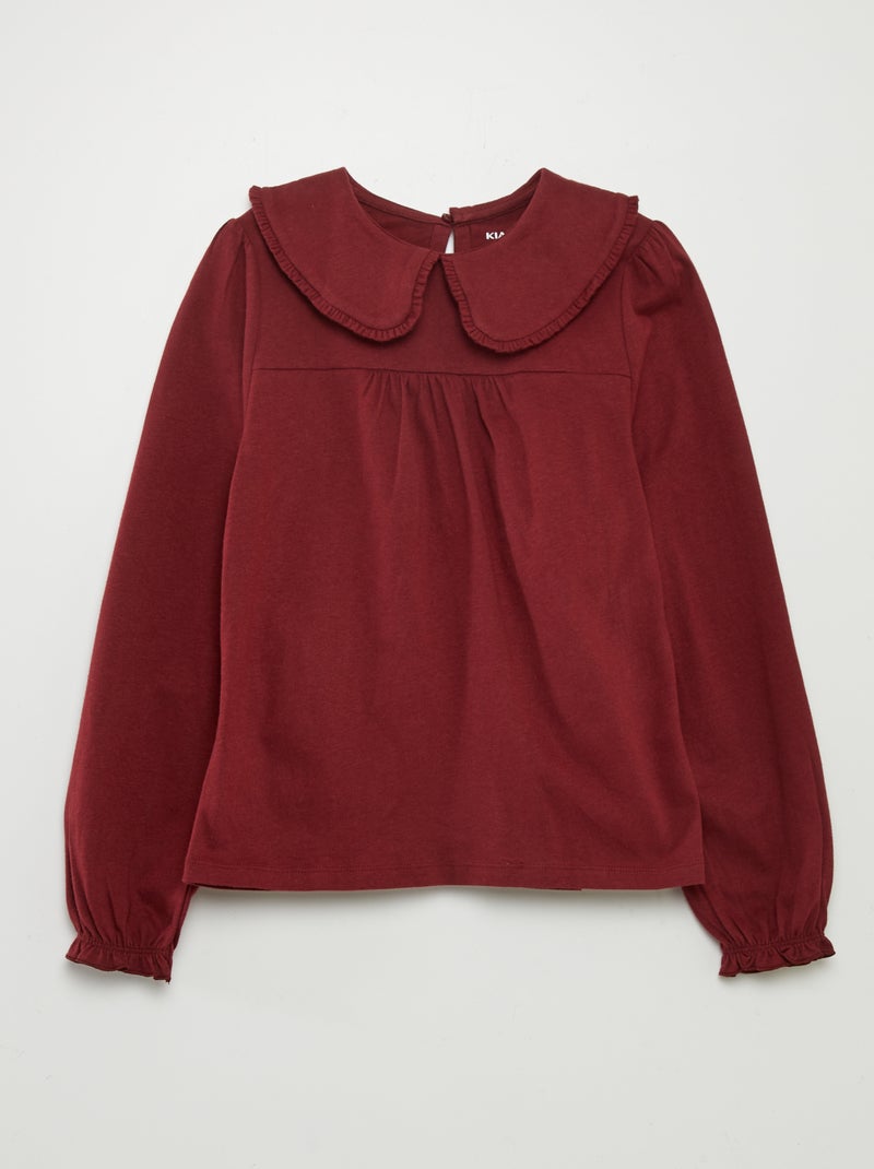 T-shirt com gola claudine VERMELHO - Kiabi