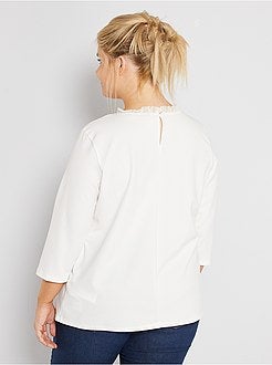 T-shirt com gola com folhos - Kiabi