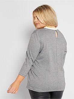 T-shirt com gola com folhos - Kiabi