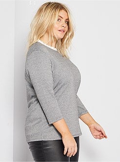 T-shirt com gola com folhos - Kiabi