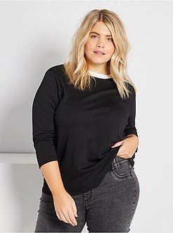 T-shirt com gola com folhos - Kiabi