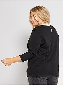 T-shirt com gola com folhos - Kiabi