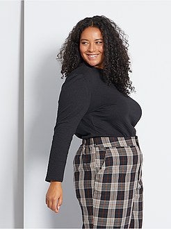 T-shirt com gola com folhos - Kiabi