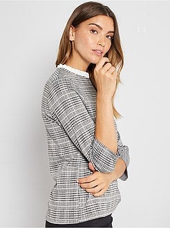 T-shirt com gola com franzidos - Kiabi