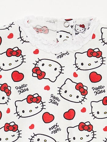 T-shirt com gola de fantasia 'Hello Kitty'