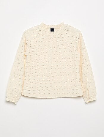 T-shirt com gola elástica e mangas raglan